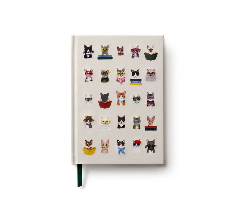 Embroidered Journal - Studious cats