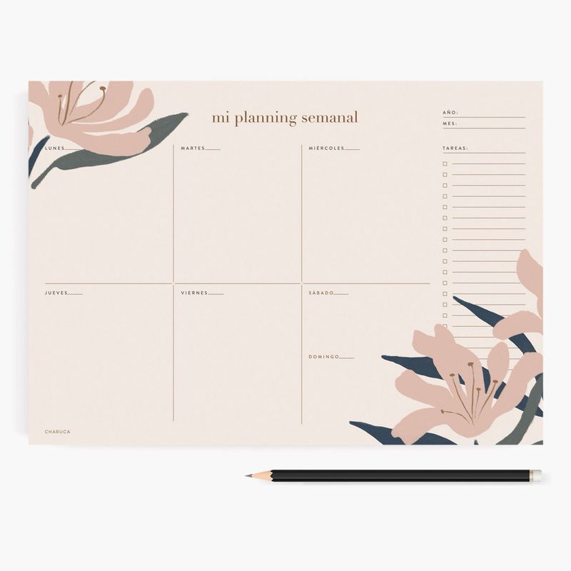 Planificador semanal. Blue bloom.