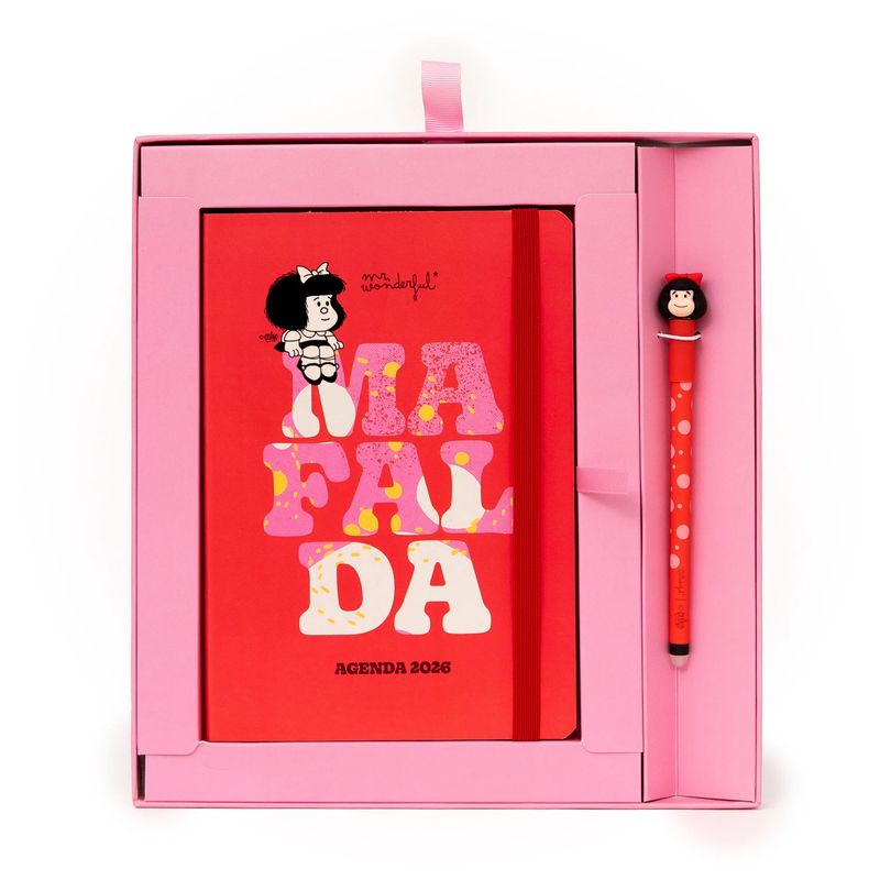 Set de Agenda Pocket A5 2026 semanal + boli Mafalda