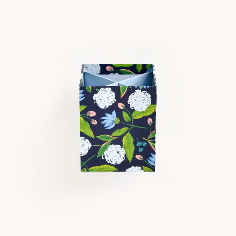 Patterned Pen Cup - Navy