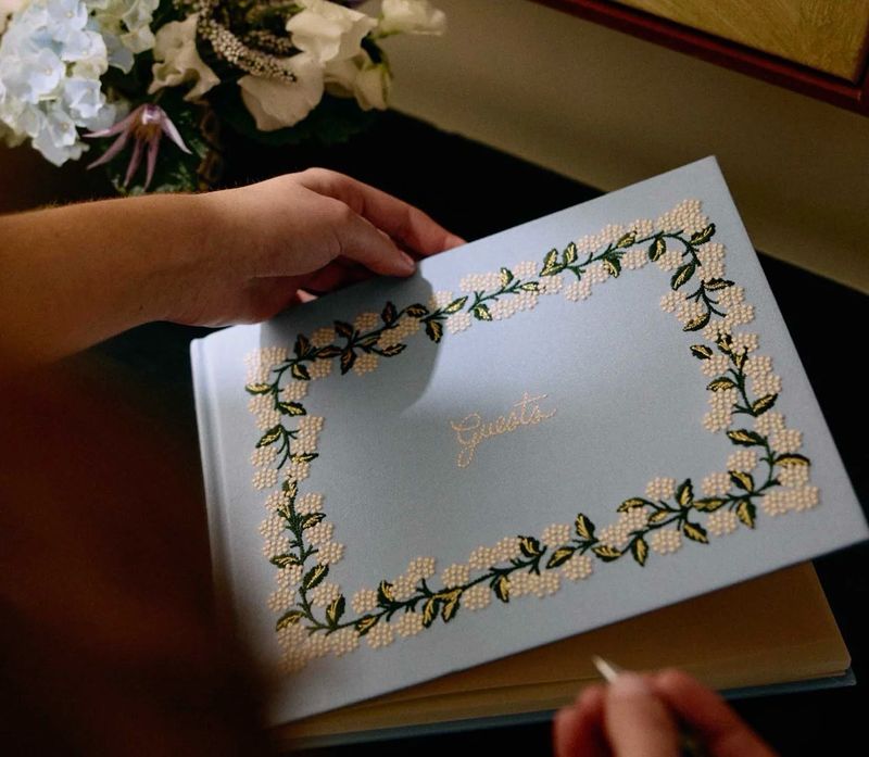 Embroidered Guest Book - Hydrangea