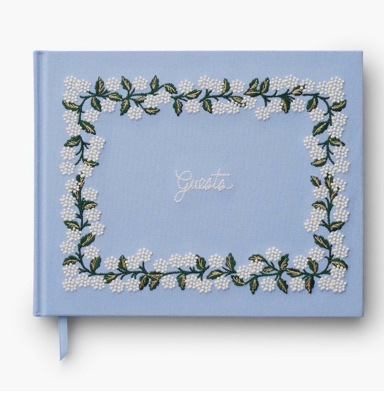 Embroidered Guest Book - Hydrangea