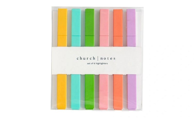 Church Notes - Bible Study Highlighter Set of 6 Colors