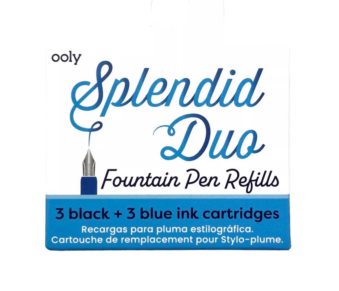 Ooly - Splendid Duo Fountain Pen Refills 3 Black &amp; 3 Blue Ink Cartridges