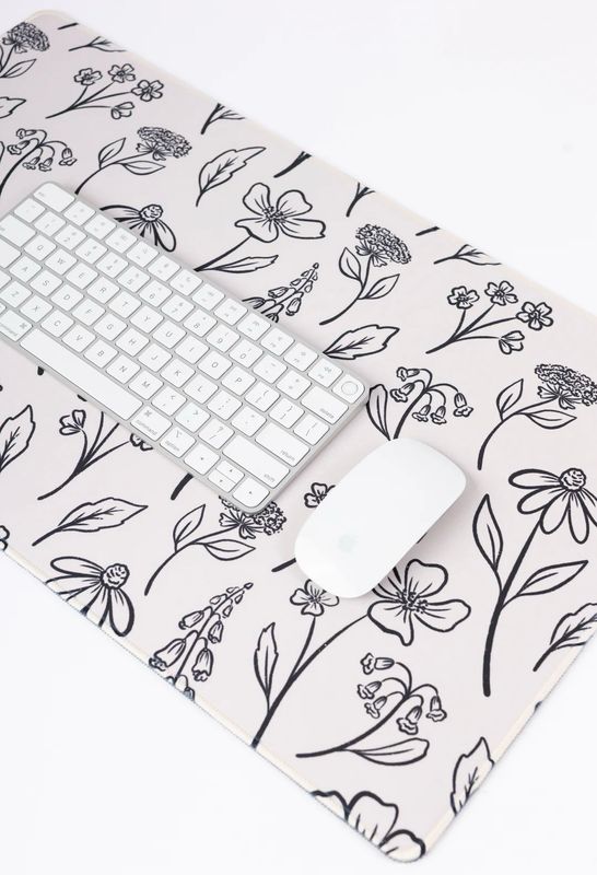 Desk Pad Ivory Pressed Floral