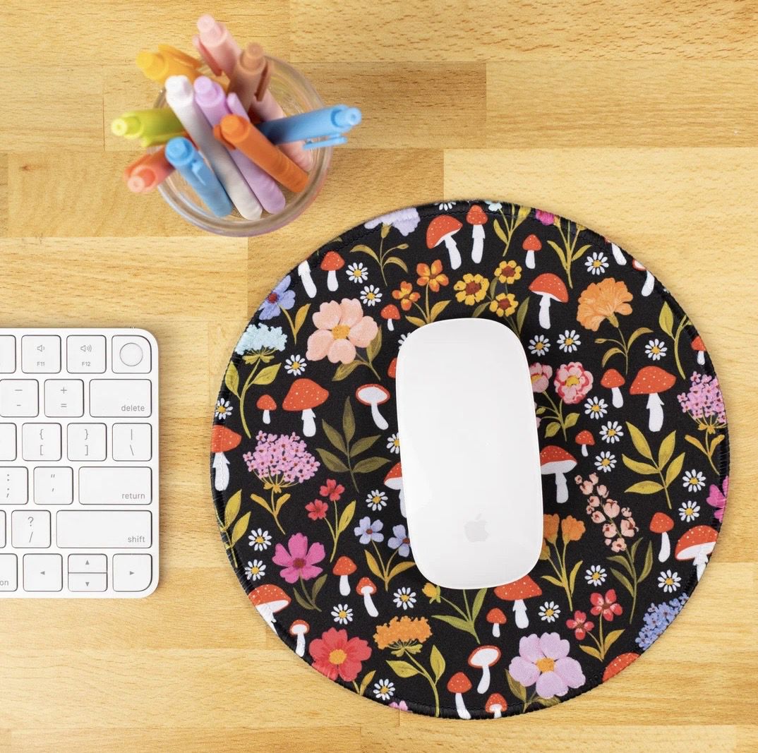 Mouse Pad Mushroom Meadows Charcoal