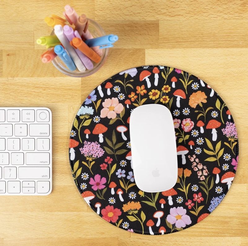 Mouse Pad Mushroom Meadows Charcoal