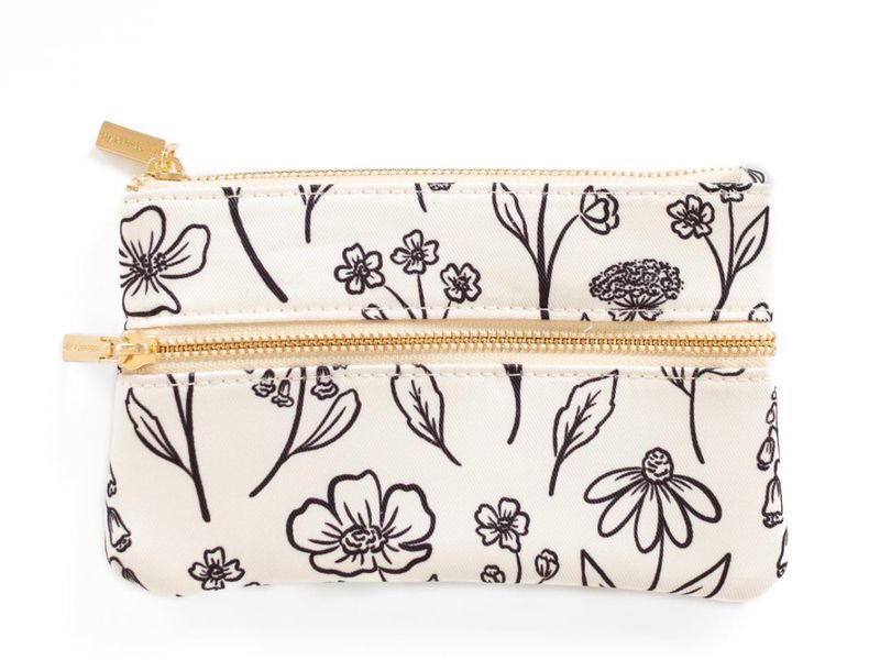 Pencil Pouch Ivory Pressed Floral