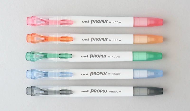 Uni Propus Window Double-Sided Highlighters - Smoke Color (set of 5)