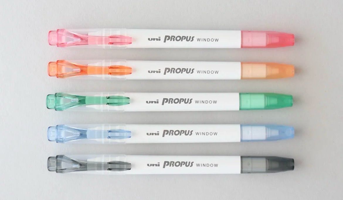 Uni Propus Window Double-Sided Highlighters - Smoke Color (set of 5)
