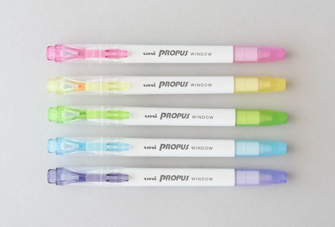 Uni Propus Window Double-Sided Highlighters - Light Color (set of 5)
