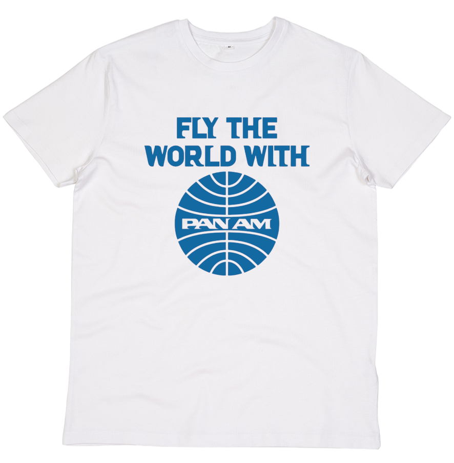FLY THE WORLD WITH PAN AM COTTON ORGANIC T SHIRT