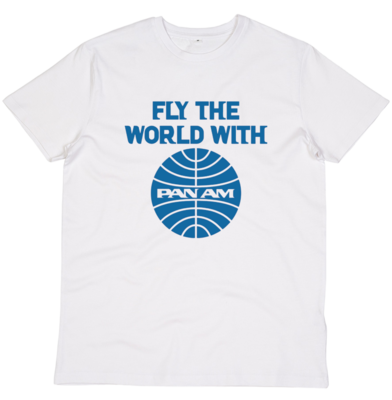 FLY THE WORLD WITH PAN AM COTTON ORGANIC T SHIRT