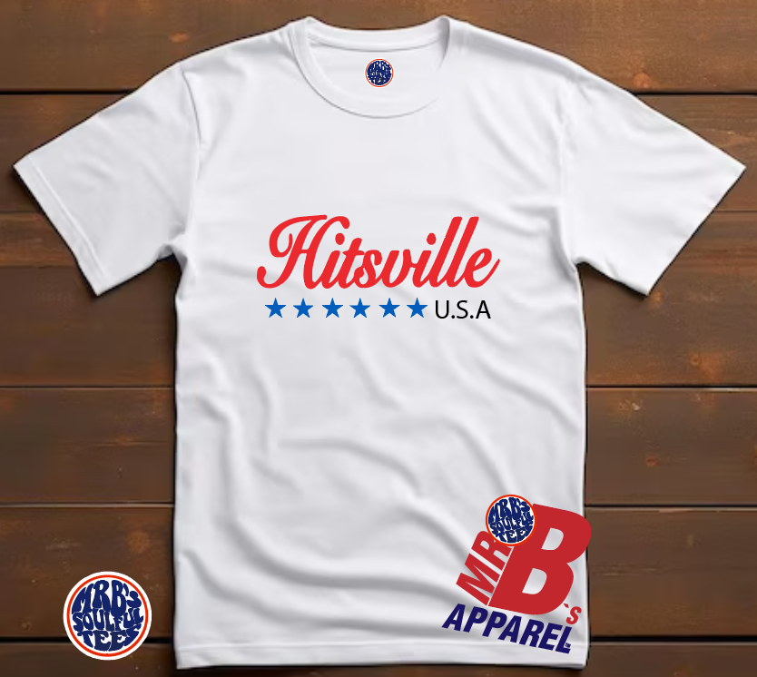 Hitsville usa Organic cotton T shirt,also available in long sleeve or sweatshirt