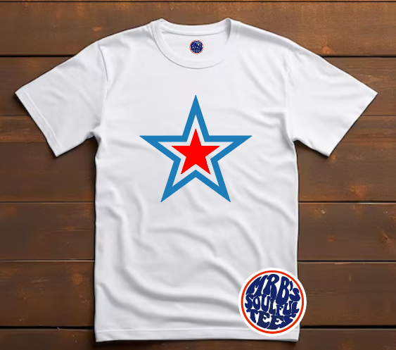 Red Blue Star soft organic T-shirt