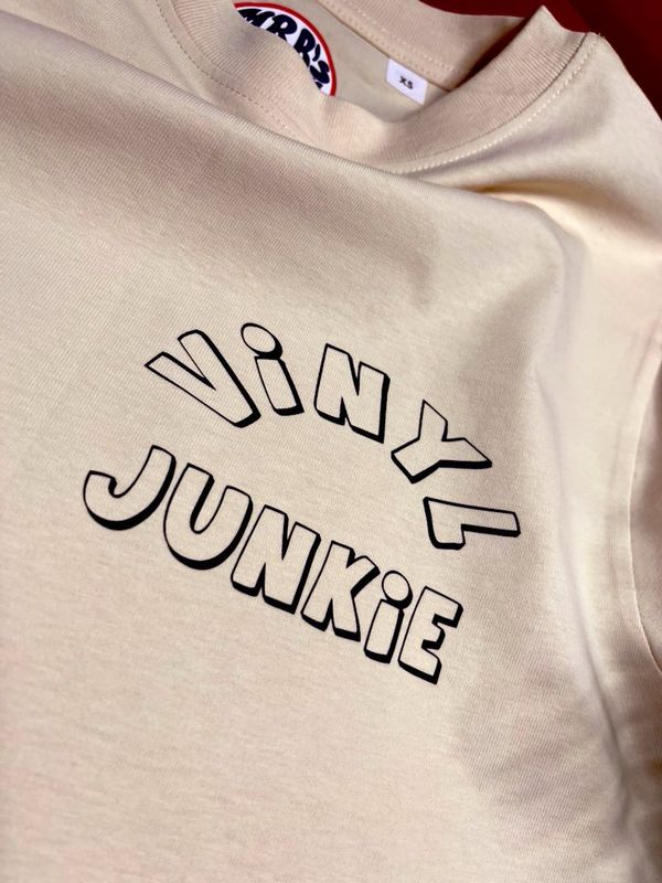 Vinyl Junkie Front And Back Print Organic Cotton T shirt