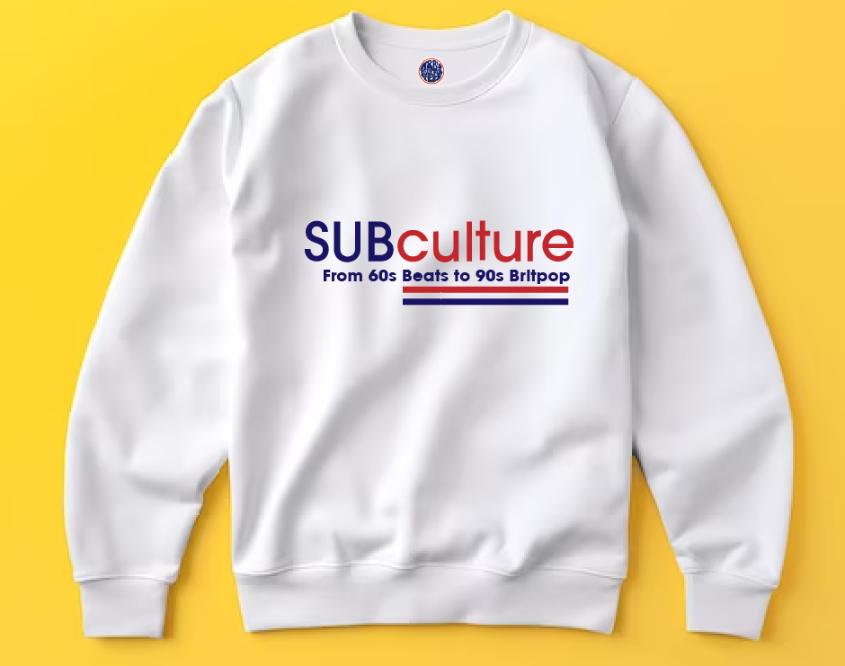 SUBculture 60s beats to 90s britpop ORGANIC COTTON SWEATSHIRT