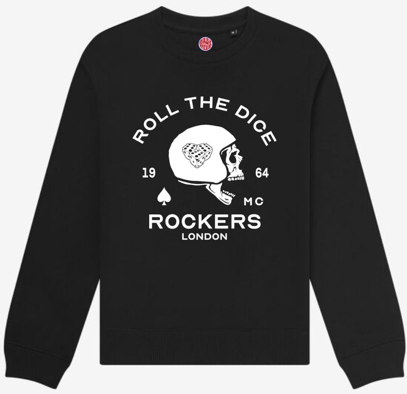 ROLL THE DICE ROCKERS LONDON ORGANIC COTTON SWEATSHIRT