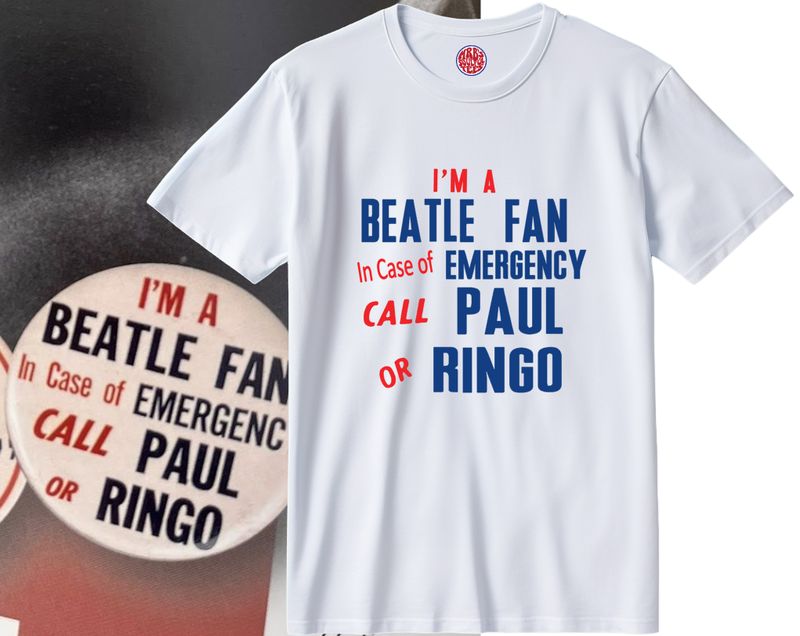 IM A BEATLE FAN. TAKEN FROM THE ORIGINAL '60S BUTTON BADGE. ORGANIC COTTON T SHIRT