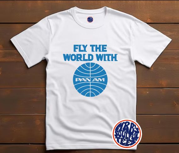 FLY THE WORLD WITH PAN AM COTTON ORGANIC T SHIRT