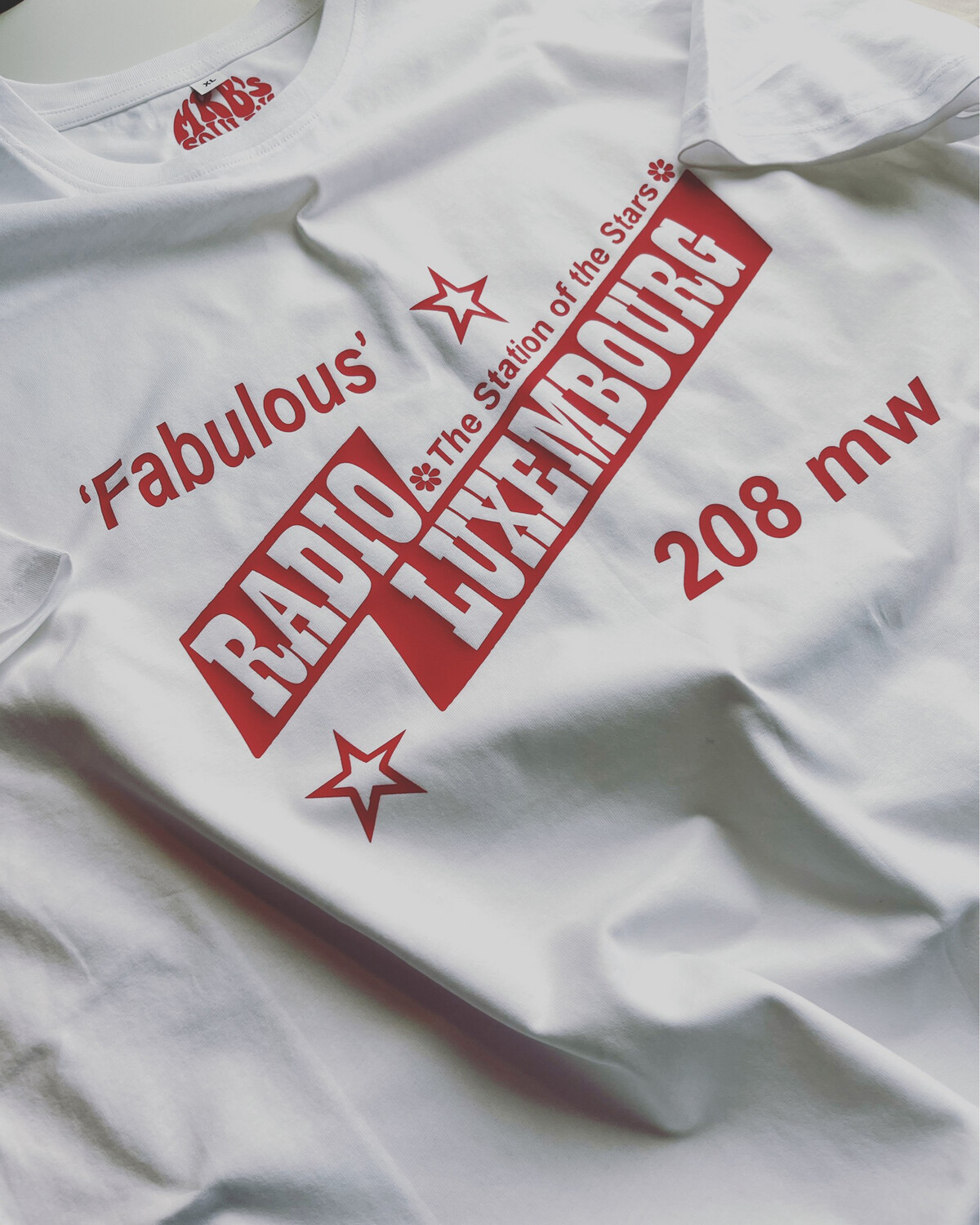 RADIO LUXEMBOURG 60S AD ORGANIC T SHIRT