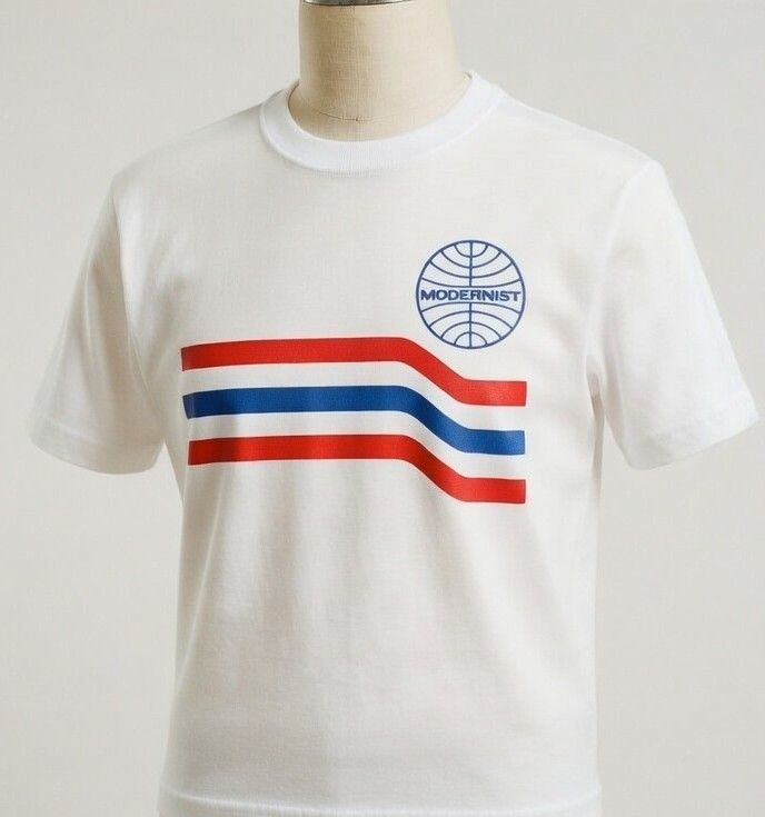 MODERNIST STRIPE ORGANIC HEAVYWEIGHT COTTON T SHIRT