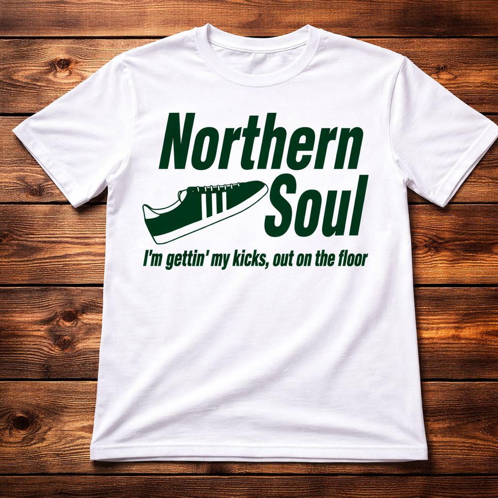 NORTHERN SOUL KICKS ORGANIC COTTON T SHIRT NORTHERN SOUL KICKS ORGANIC COTTON T SHIRT
