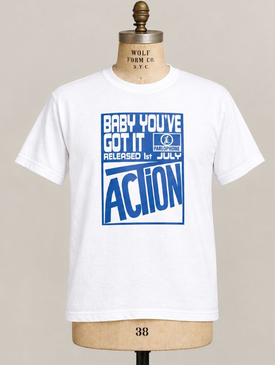 The Action Baby you got it, Organic Cotton T-shirt Mod 60`s