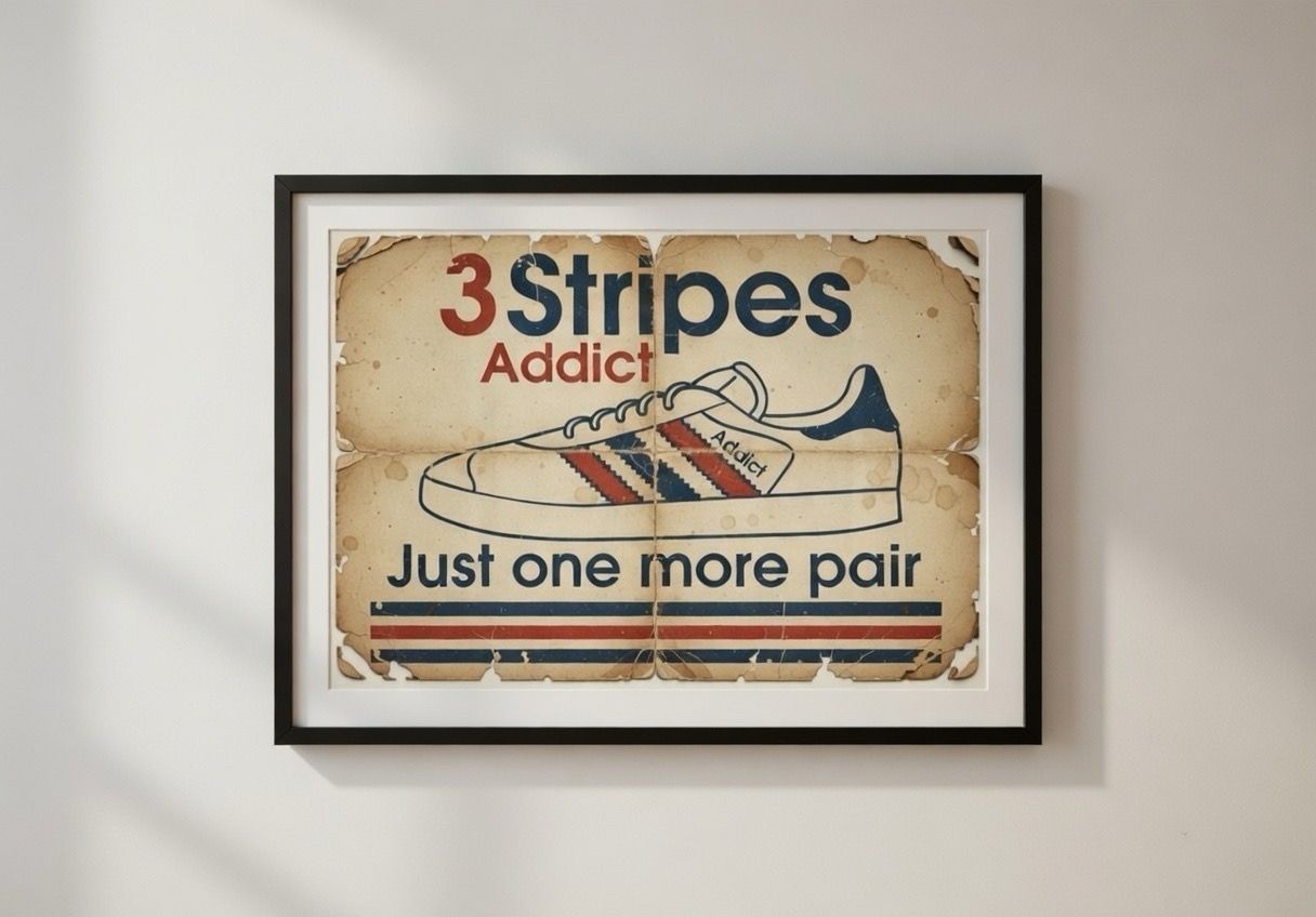 A3 PRINT  Premium Glossy Weight: 210 gsm Unframed JUST ONE MORE PAIR-3 STRIPES ADDICT