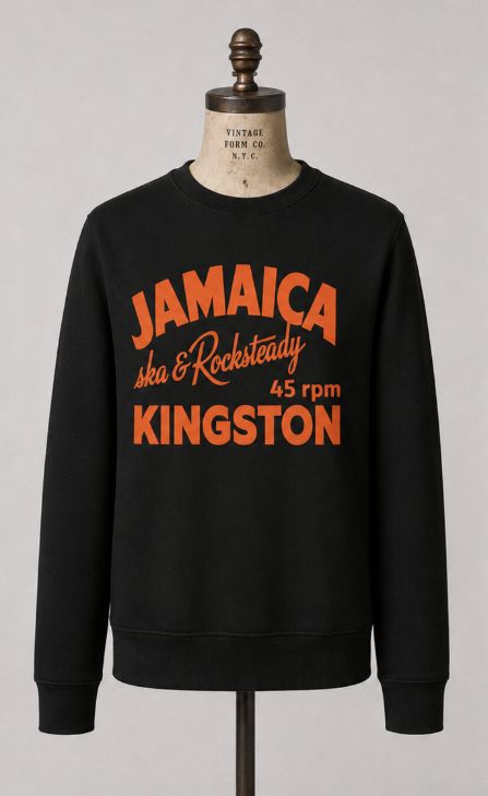 JAMAICA SKA AND ROCKSTEADY KINSTON ORGANIC COTTON SWEATSHIRT JAMAICA SKA AND ROCKSTEADY KINSTON ORGANIC COTTON SWEATSHIRT