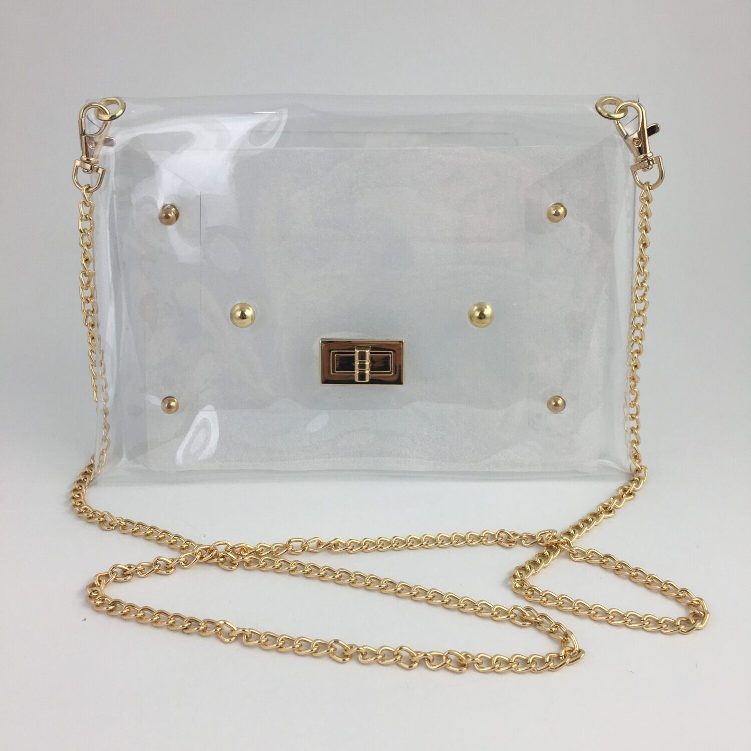 Purse Clear Envelope Gold Chain