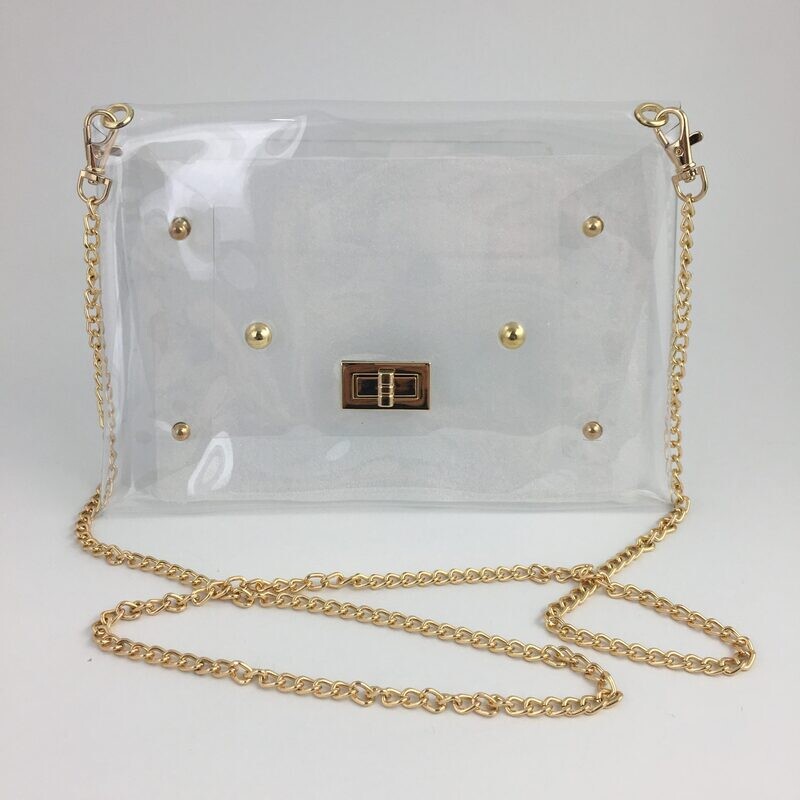Purse Clear Envelope Gold Chain