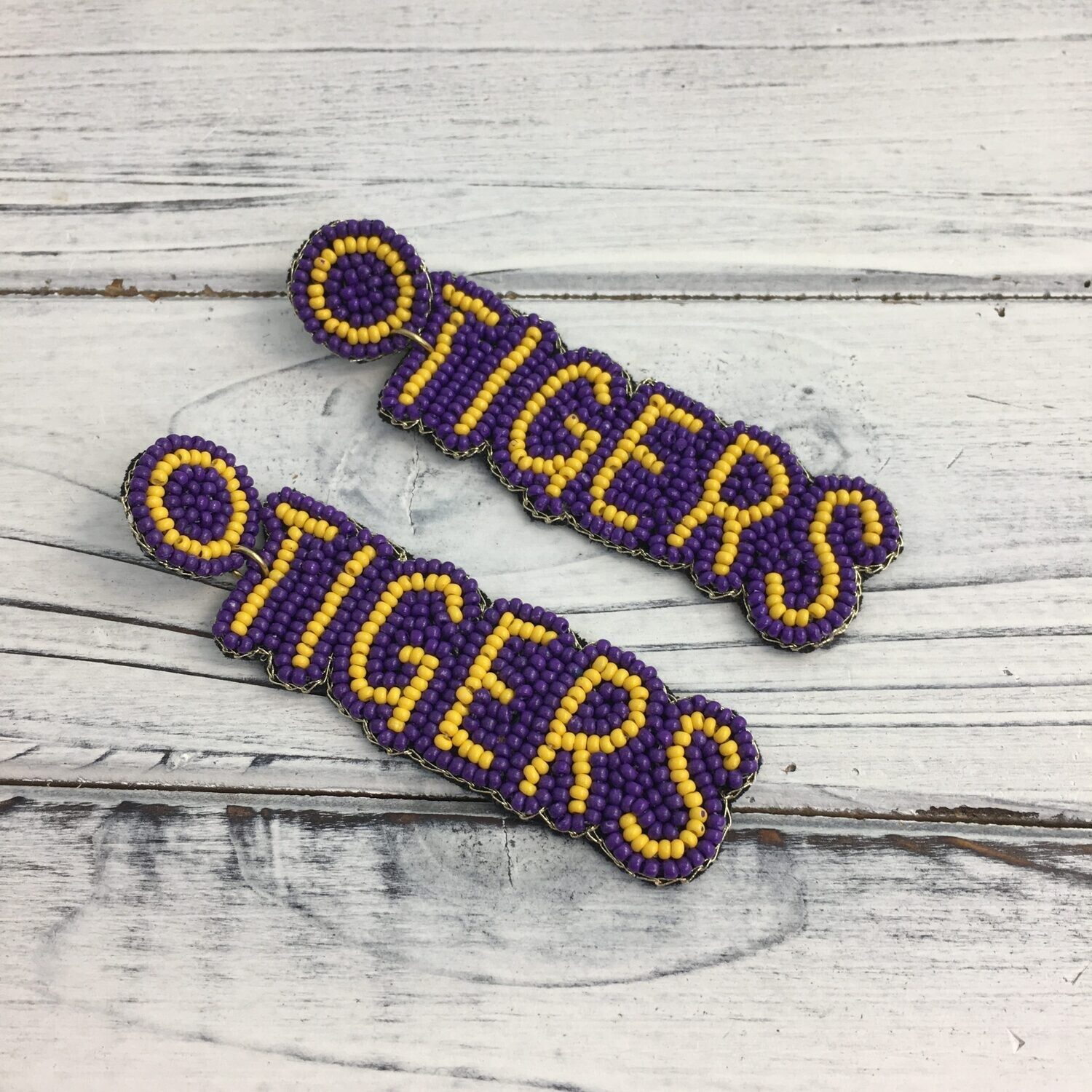 LSU Purple/Gold Tiger Earrings