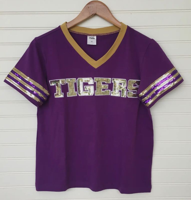 LSU T Ladies Sequins Tigers