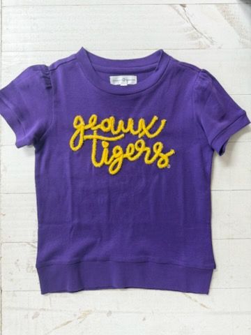 LSU T Yth Glitter Script