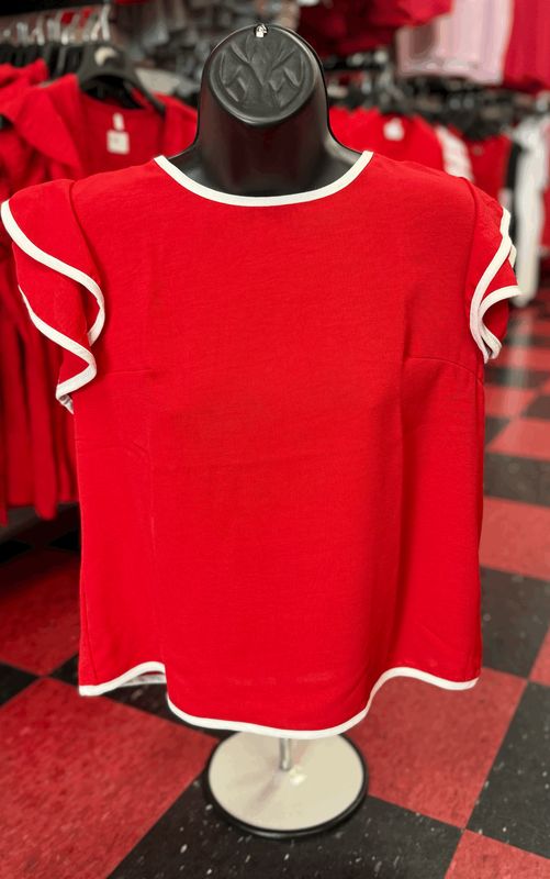 UL Ladies Top Red Flutter
