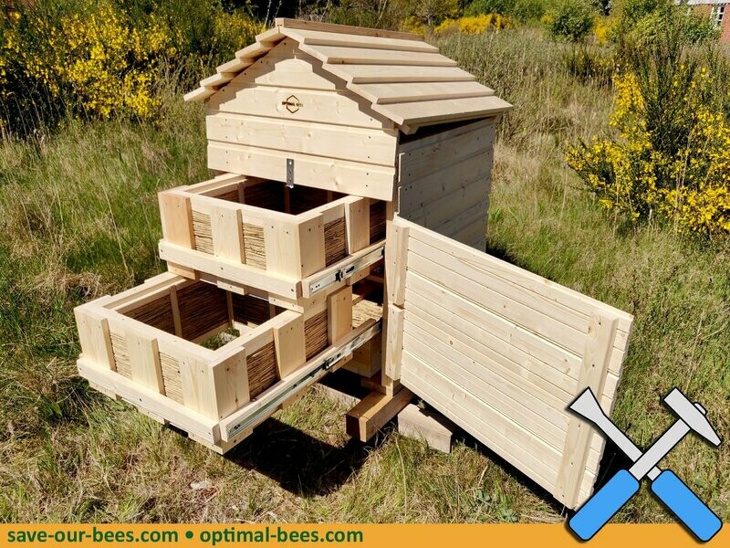 A140B • OPTIMAL Klima Modul Lilleslot - mit 2 Schubladen-Magazinen im Korpus und Klima-Holz-Satteldach - Bausatz