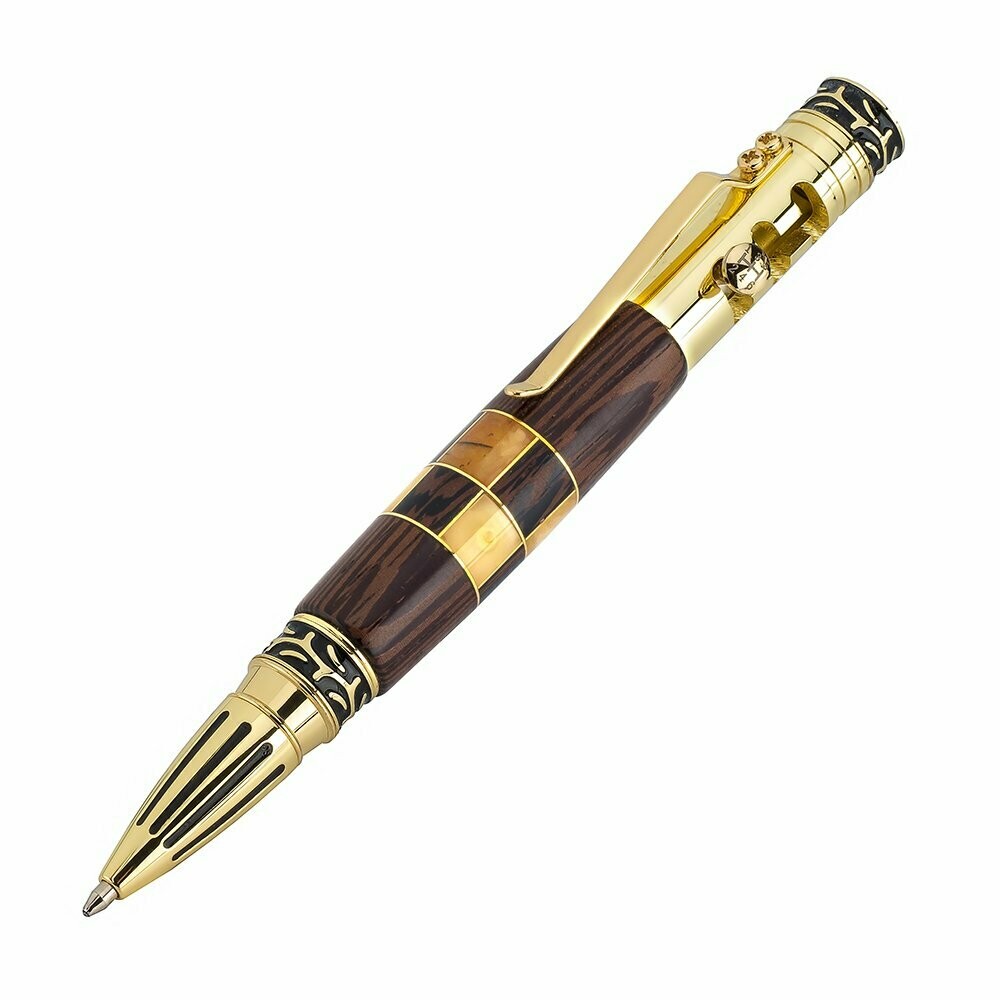 Позолоченная ручка из дерева венге и натурального королевского янтаря "Драйвер"