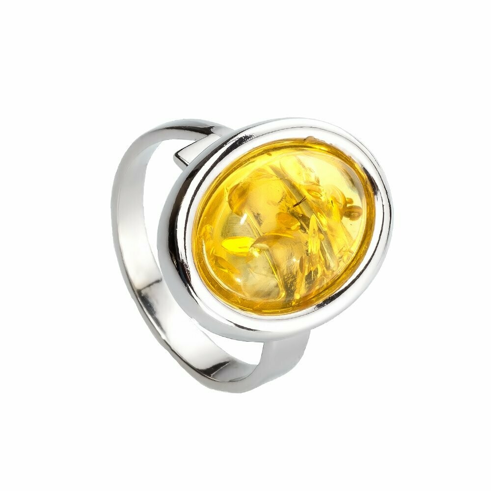 Серебряное кольцо с лимонным янтарем 