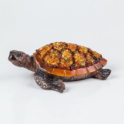 Сувенир "Янтарная черепаха большая" - талисман мудрости и удачи