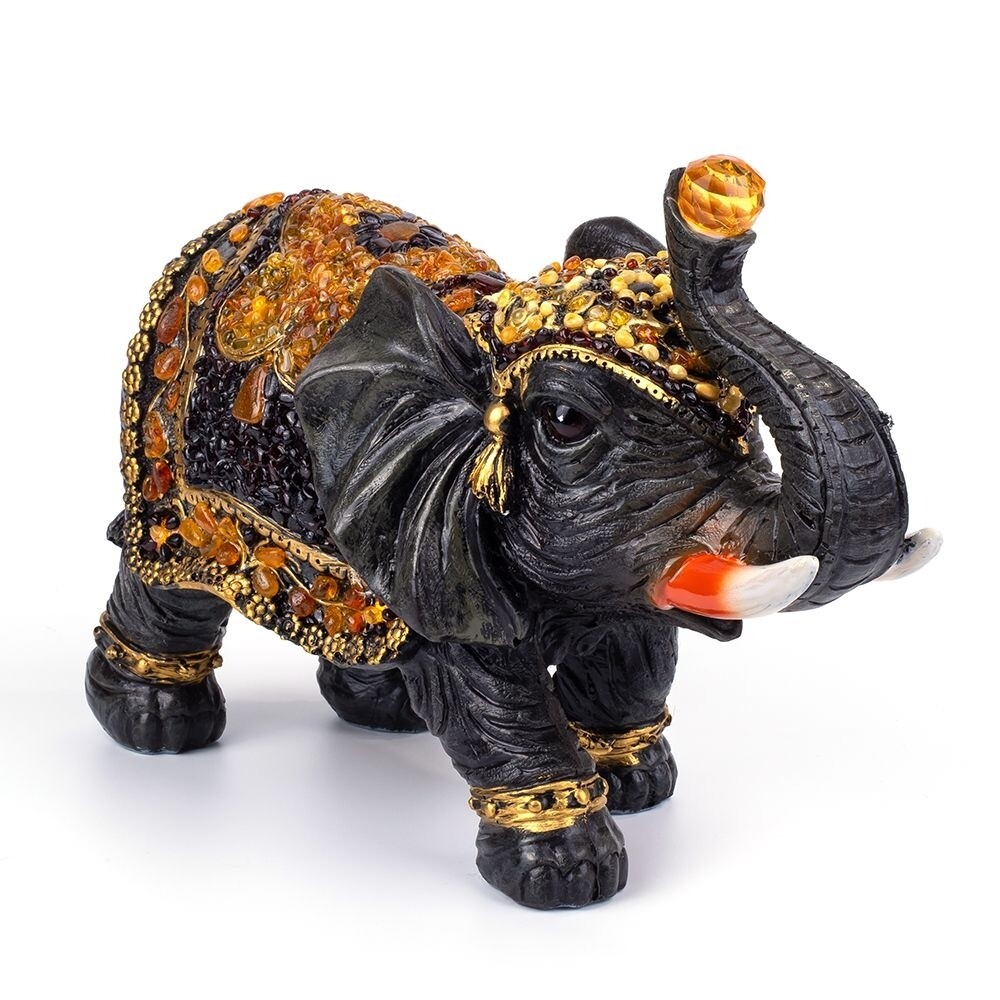 Роскошный сувенир с натуральным балтийским янтарем "Слон"