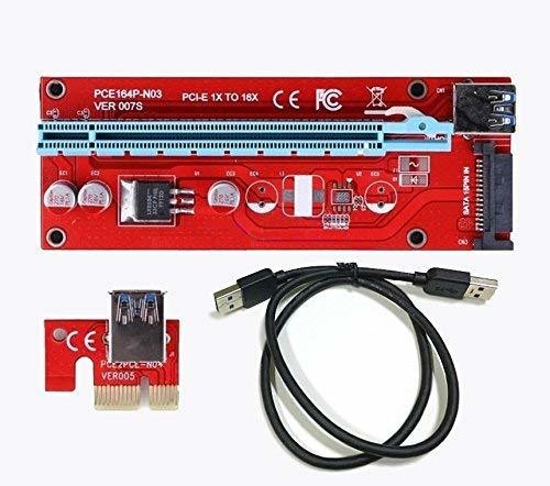 dkey Riser USB v007-s Ver. SATA – PCI-E 1 x A 16 x cable de extensión de USB 3.0 para Mining Rig Bitcoin y otras V007-S