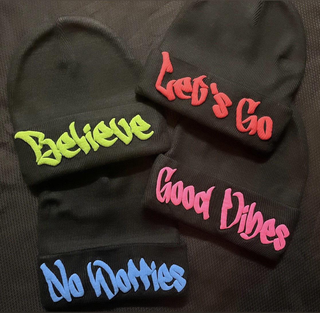 Custom Puff Beanie - Choose Your Words