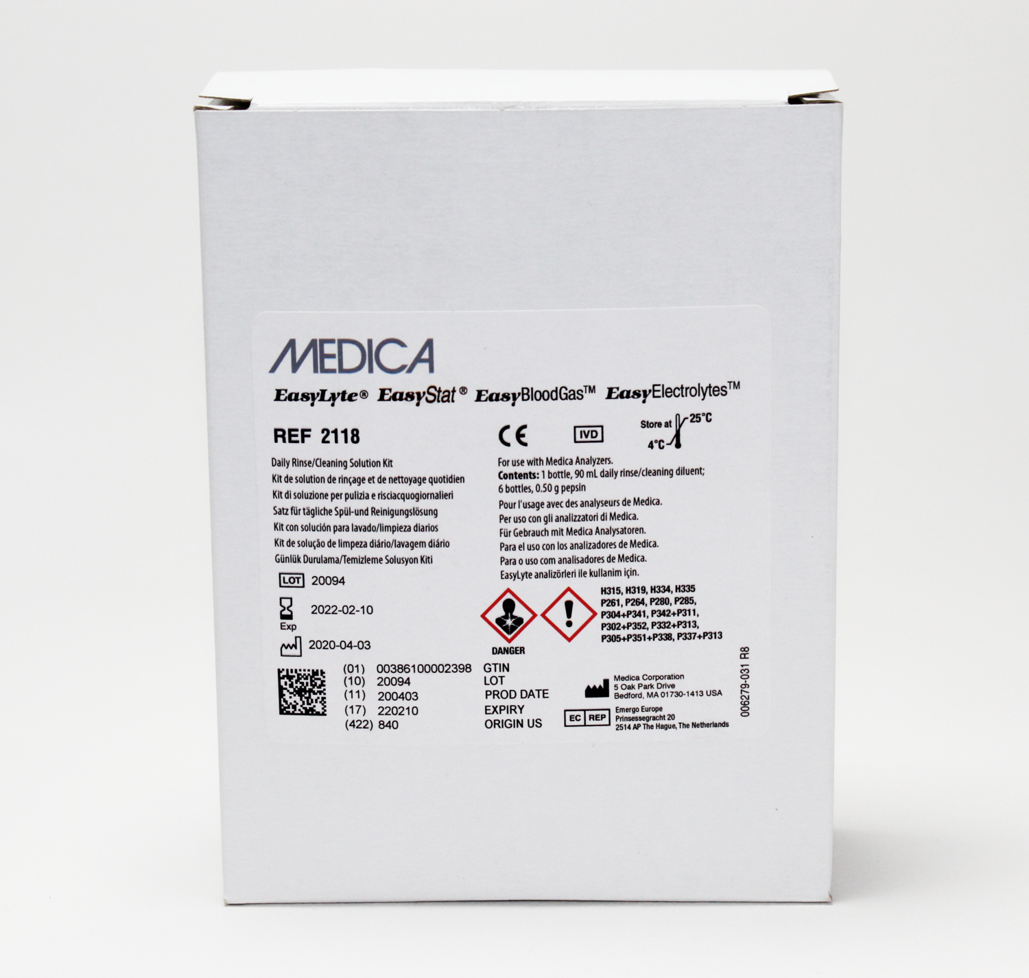 Daily Cleaning Solution Pack, NA/K/Cl, 800mL, MEDICA EASYLYTE