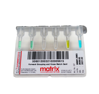 Forwarding Grouping &amp; Complete Cross-Match Card 24 gel cards, MATRIX TULIP