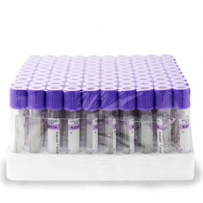 EDTA K2 2ml 12x75mm Vacuum Tubes,100&#39;s, Glass, RTK