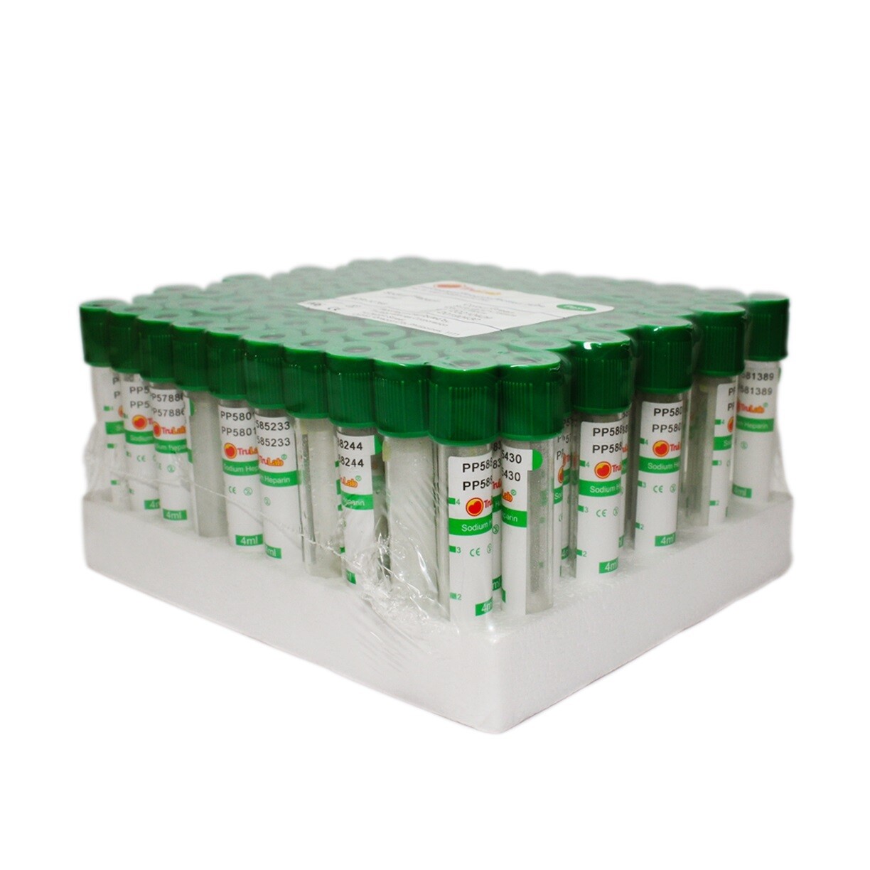 Green Top Tubes, Sodium Heparin, 4mL 100&#39;s, Glass, TRULAB