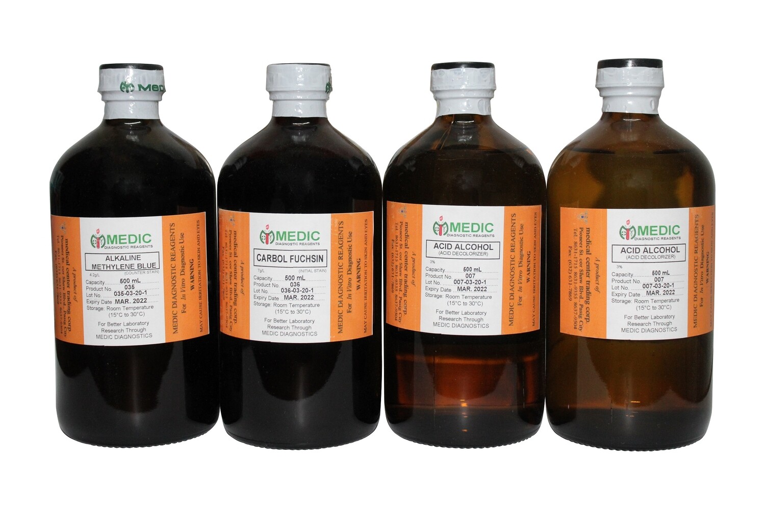 AFB / TB Stain (Zeihl-Neelsen), 4x250ml, Hot Method, MEDIC