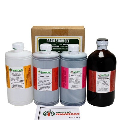 Gram Stain Set 4x500mL, 200tests, MEDIC
