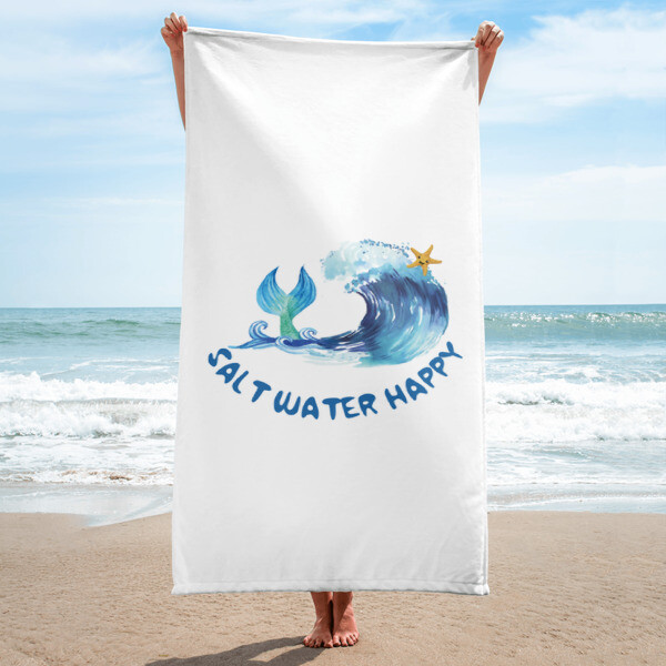 Salt Water Happy Beach Towel